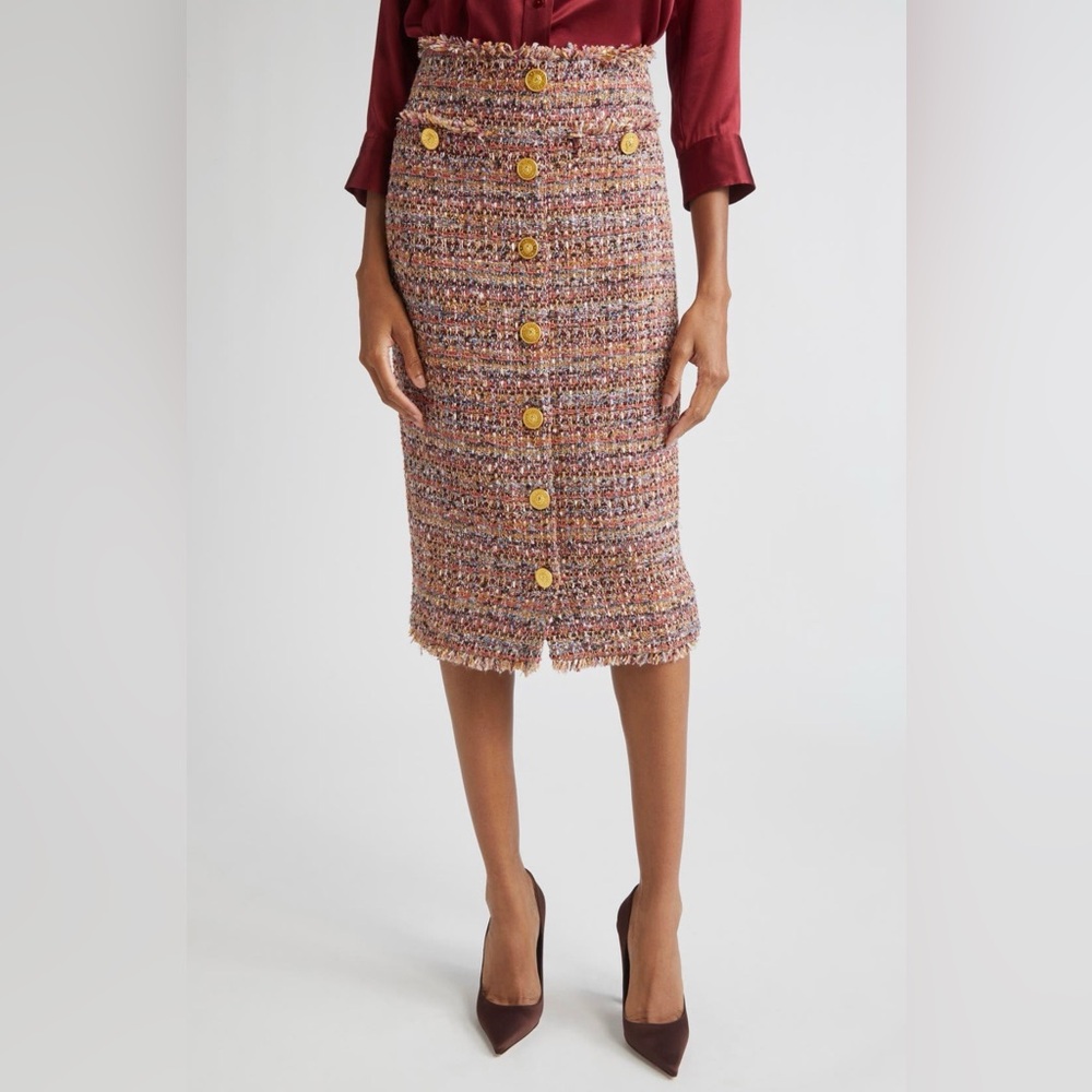 NWT L'AGENCE Tai Midi Skirt in Mauve & Tan Multi